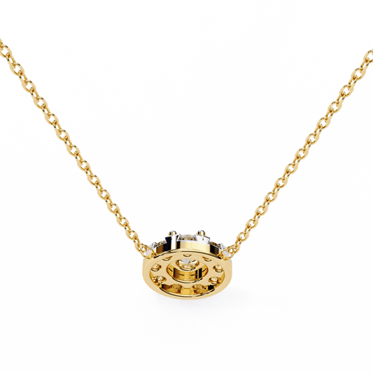 Stellar Shine Diamond Pendant – Elegant round lab-grown diamond pendant in a minimalist setting by Espira Gems.