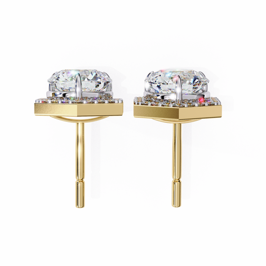 Hexa Glow Round Diamond Earrings - Espira Gems