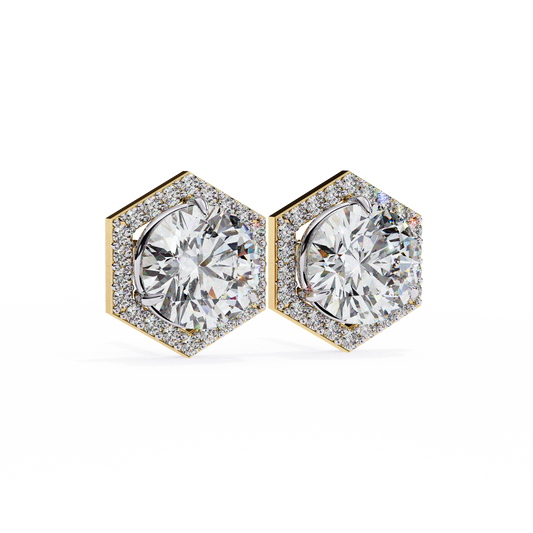 Hexa Glow Round Diamond Earrings - Espira Gems