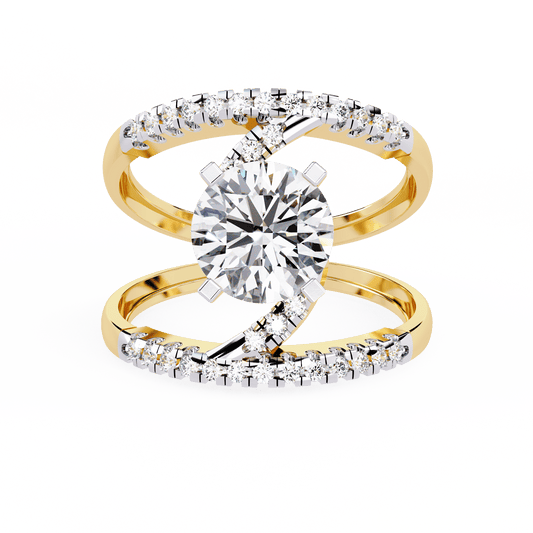 Bague en diamant rond avec attrape-rêves