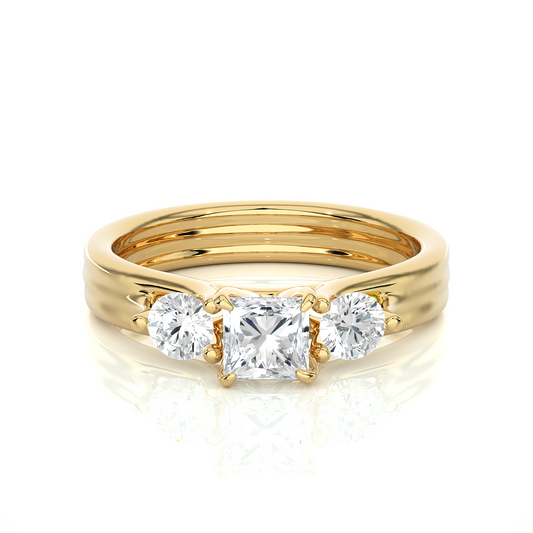 Trinity (Princess & Round) Diamond Ring - Espira Gems