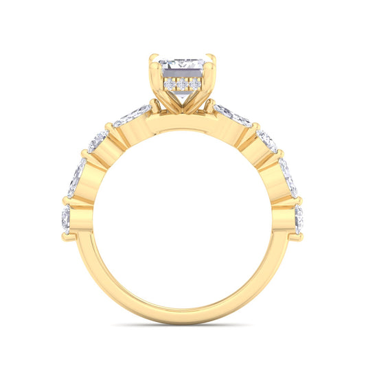 Florence Plus Emerald Diamond Ring