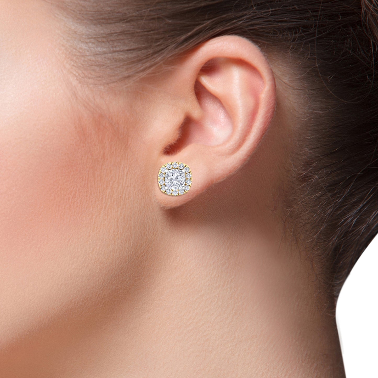 detachable cushion solitaire earrings