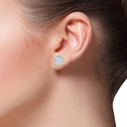 Detachable Cushion Solitaire Earrings