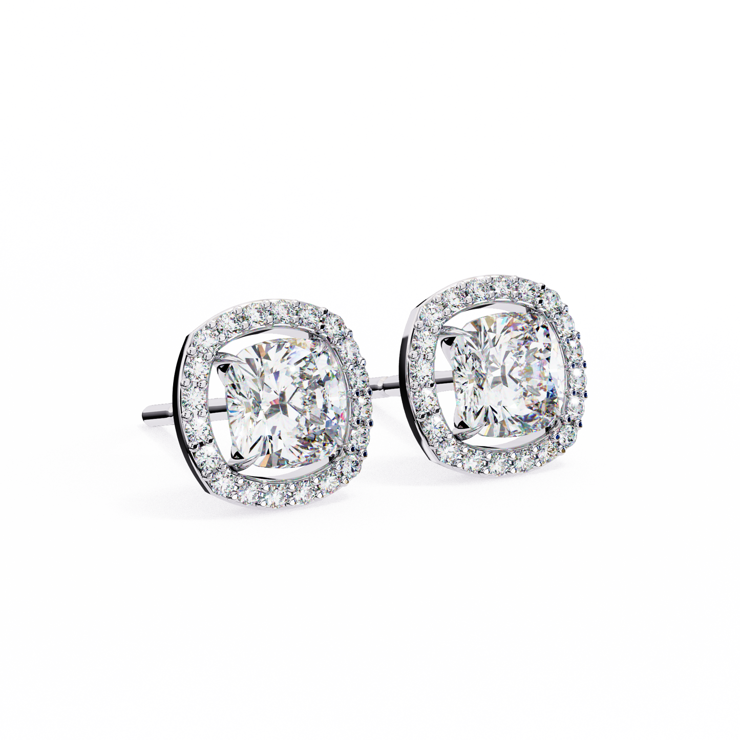 allure cushion diamond earrings - espira fine gems