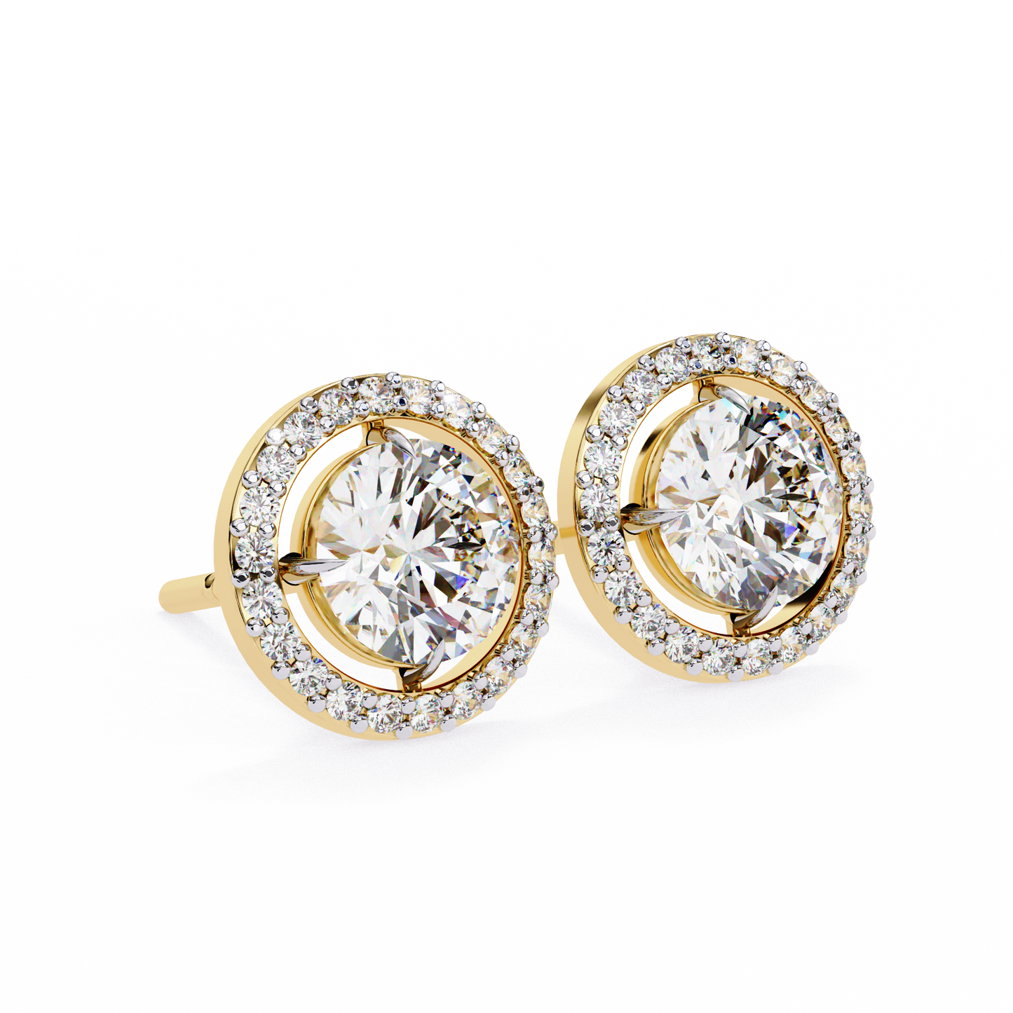 boucles d'oreilles allure en diamant rond