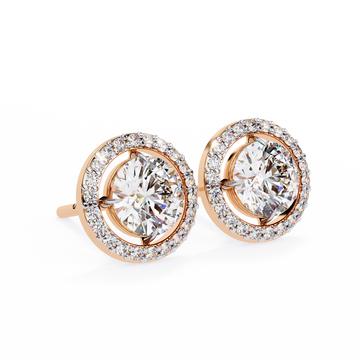 boucles d'oreilles allure en diamant rond