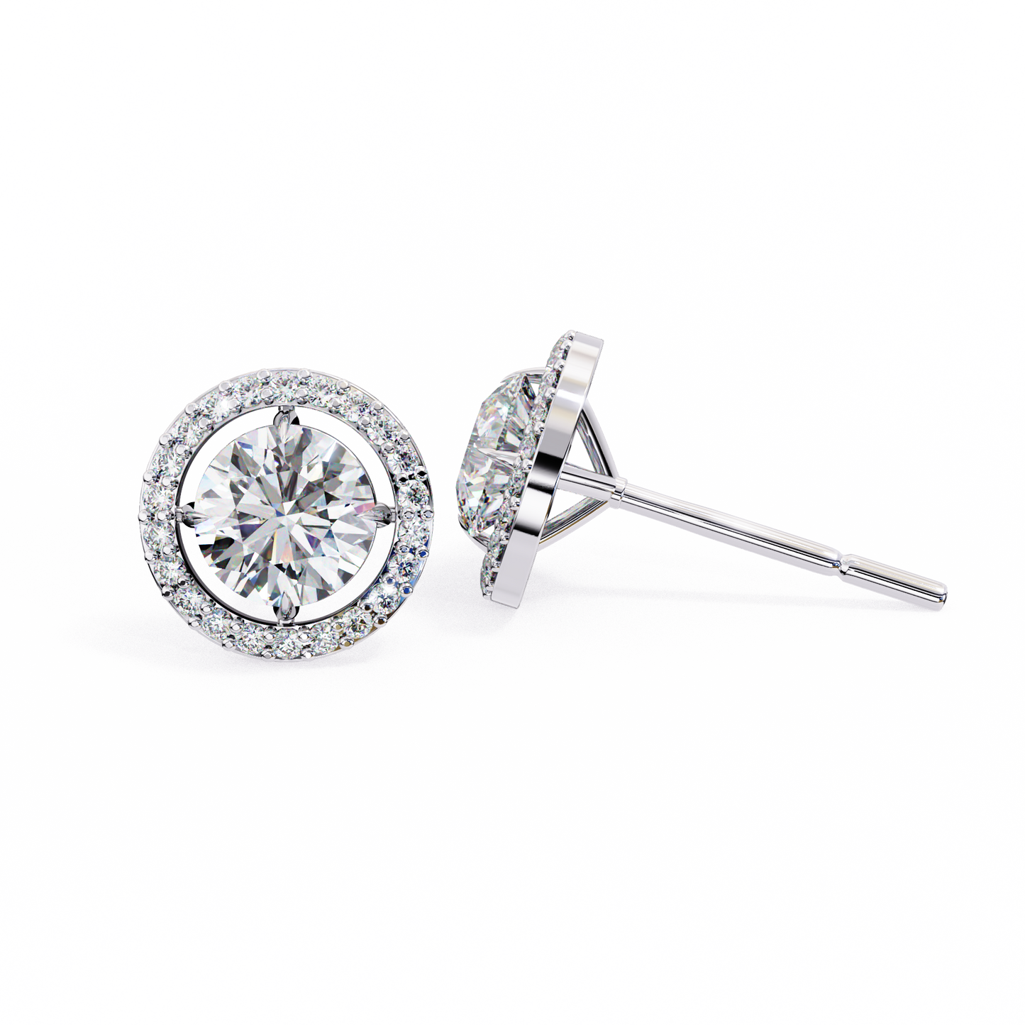 boucles d'oreilles allure en diamant rond