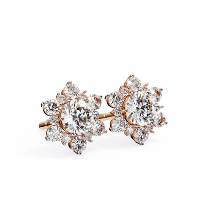 Bloom Round Diamond Earrings - Espira Fine Gems