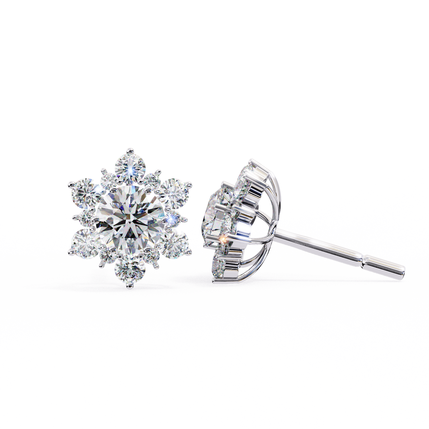 bloom round diamond earrings - espira fine gems