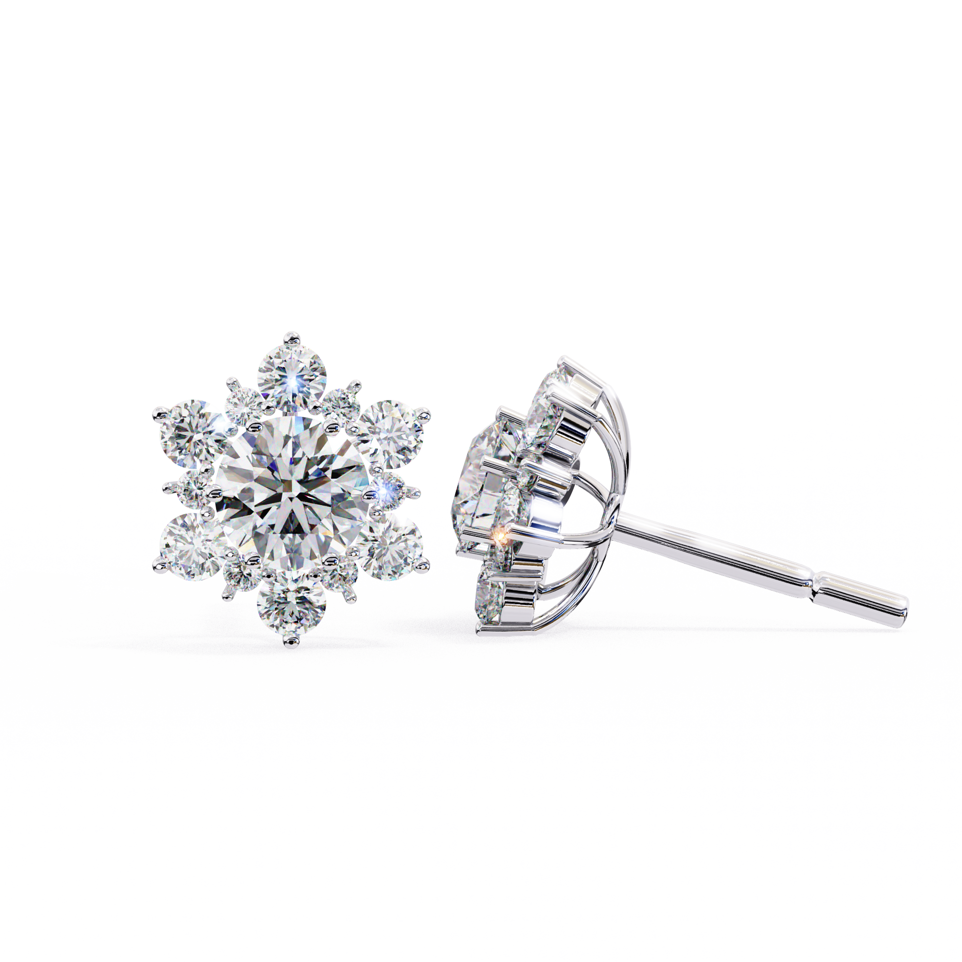 Bloom Round Diamond Earrings - Espira Fine Gems