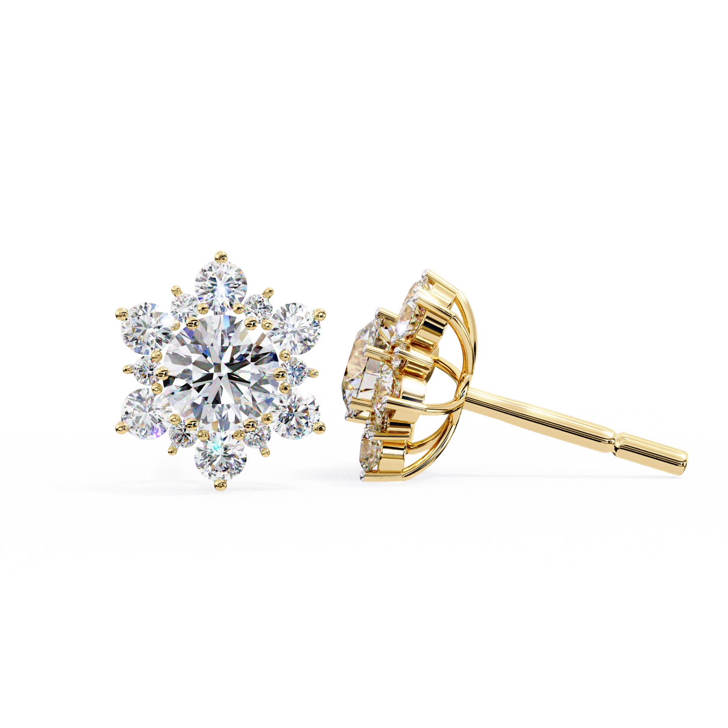 bloom round diamond earrings - espira fine gems