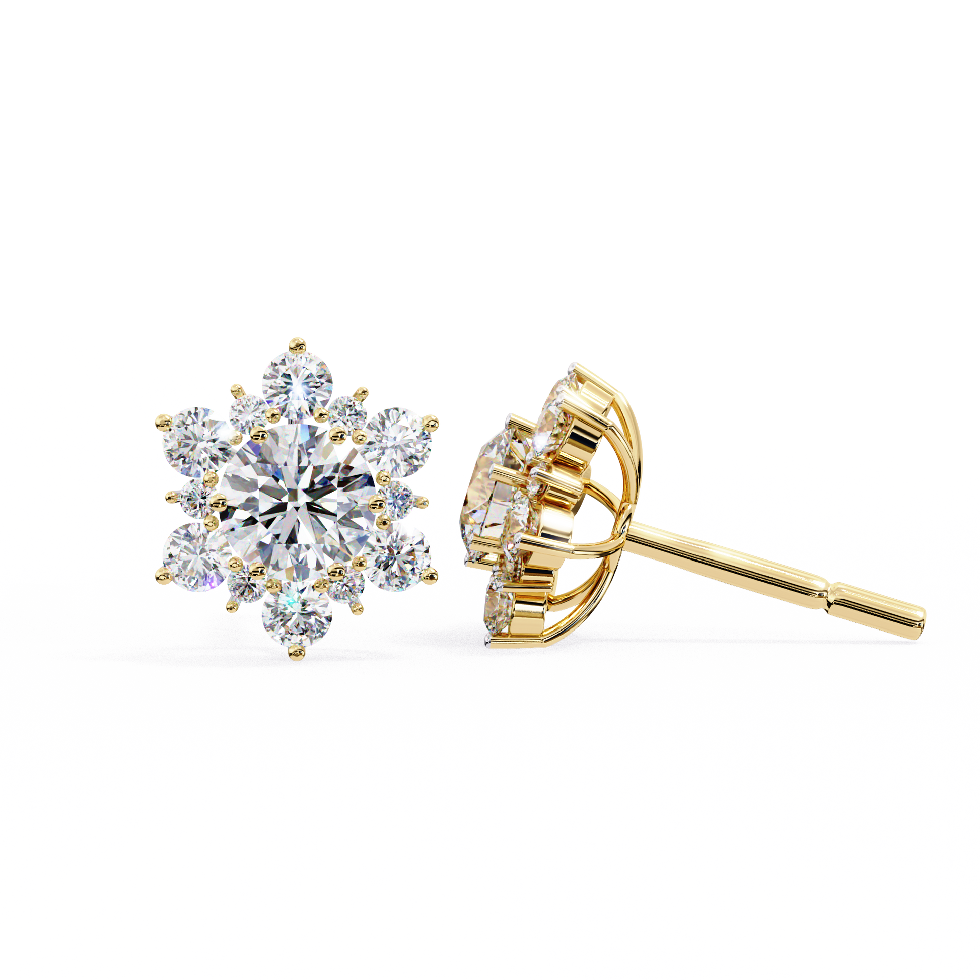 Bloom Round Diamond Earrings - Espira Fine Gems