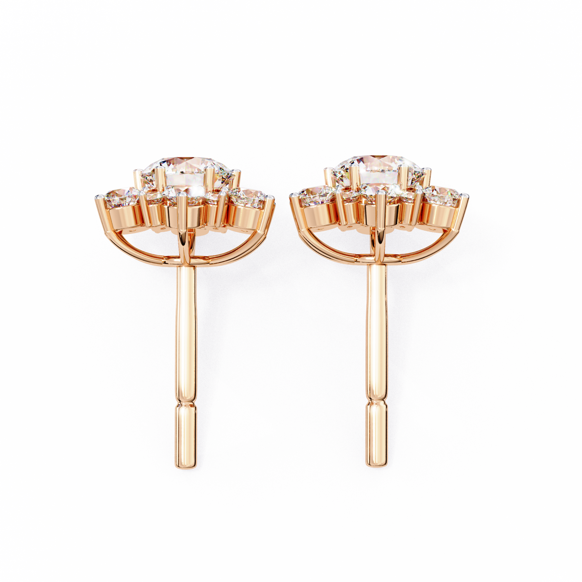 Bloom Round Diamond Earrings - Espira Fine Gems