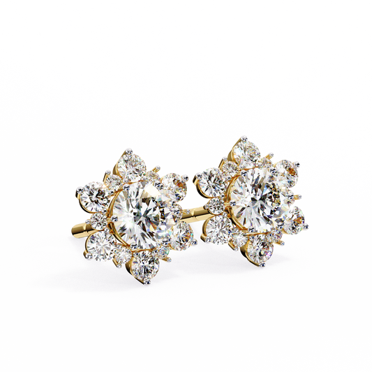 Bloom Round Diamond Earrings - Espira Fine Gems