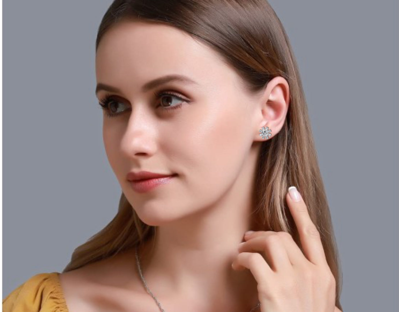 boucles d'oreilles en diamant rond blossom