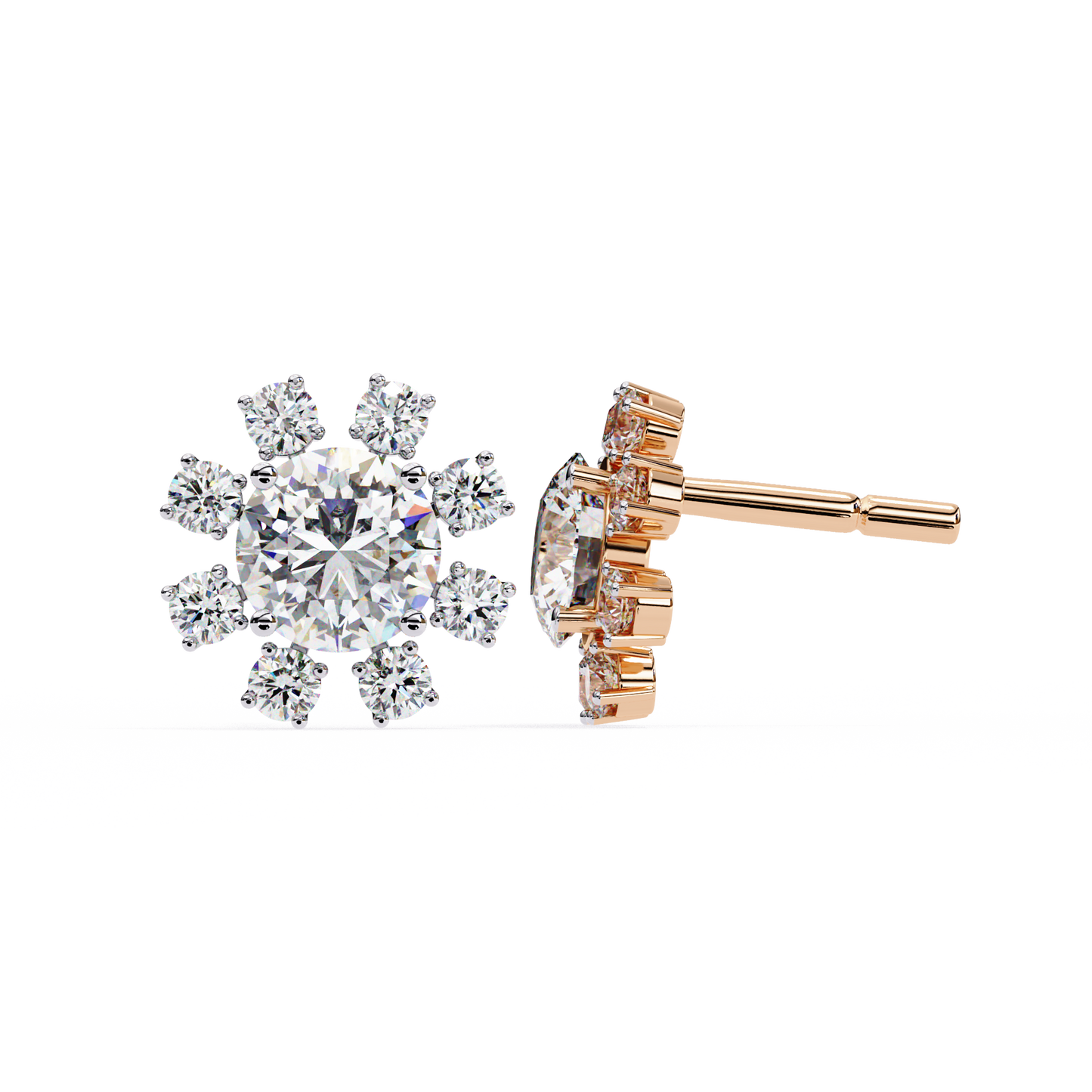 blossom round diamond earrings - espira fine gems