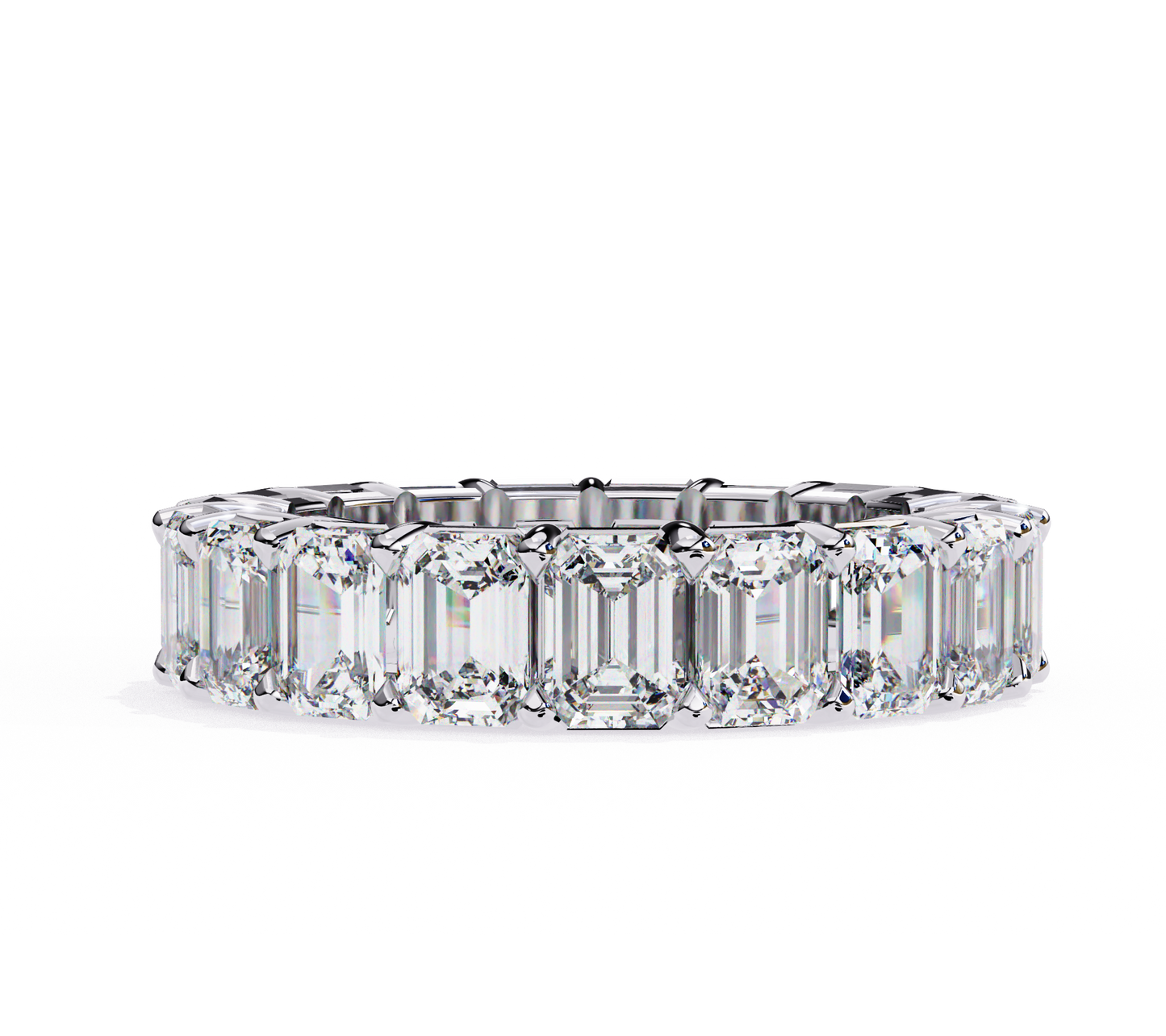 wow eternity band emerald diamond ring