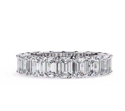 Wow Eternity Band Emerald Diamond Ring