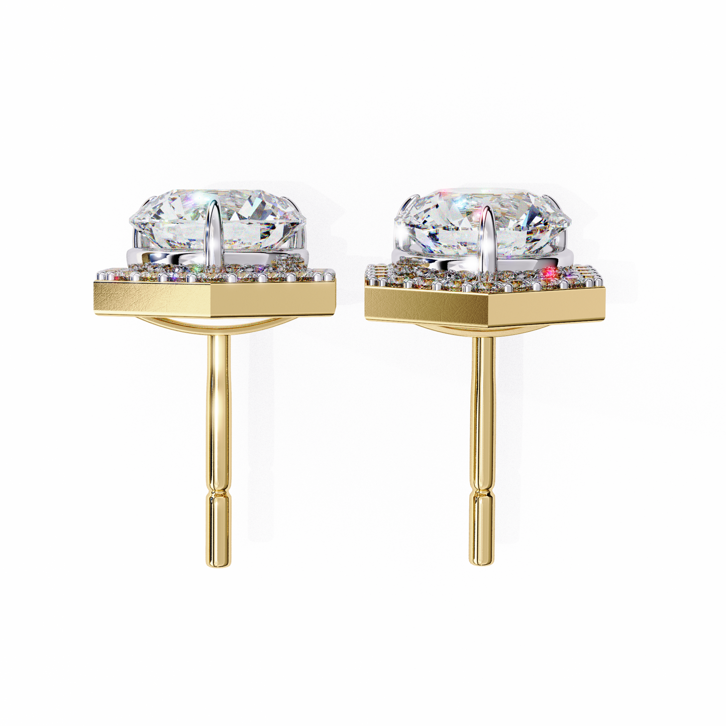 boucles d'oreilles hexa glow en diamant rond