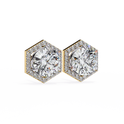 Hexa Glow Round Diamond Earrings