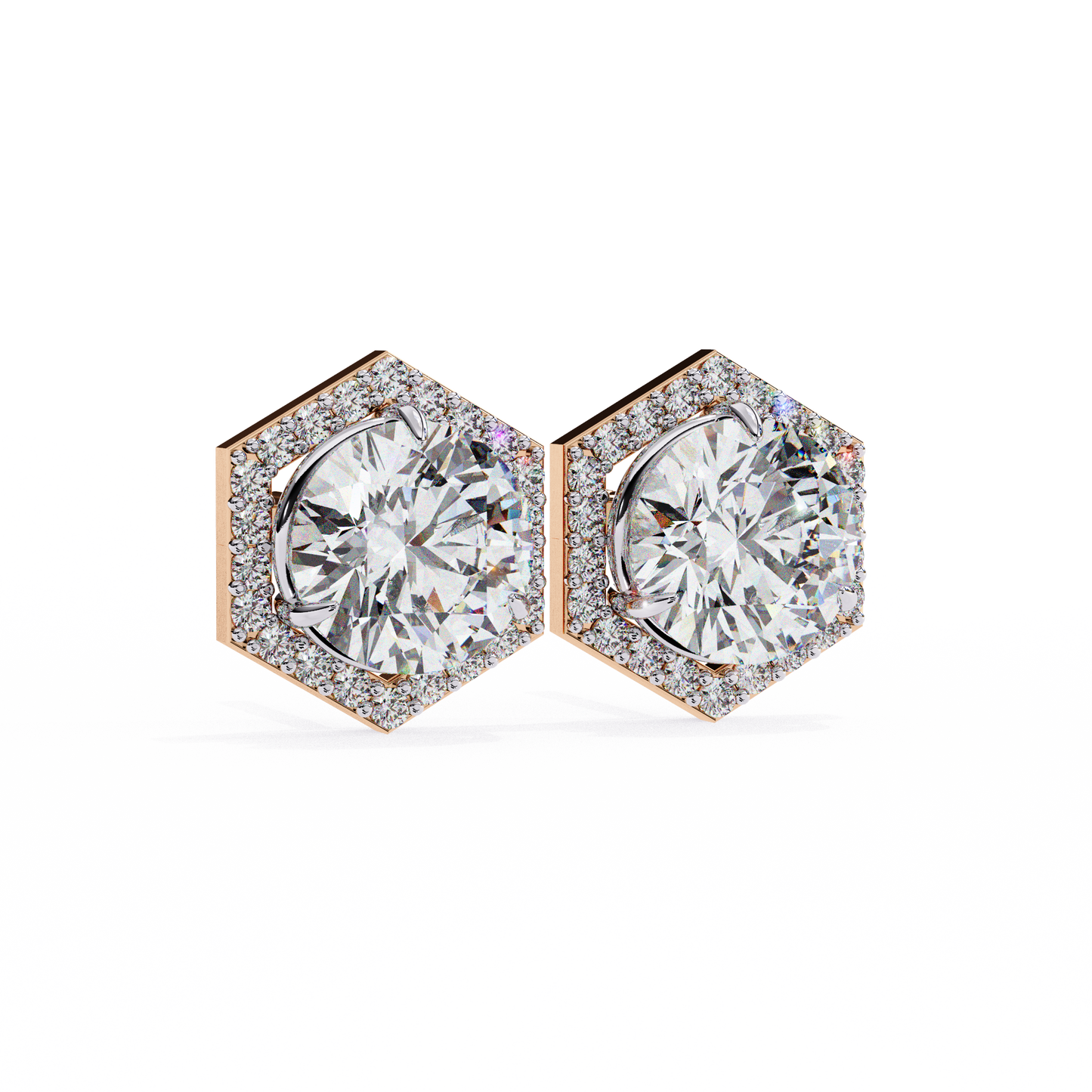 hexa glow round diamond earrings