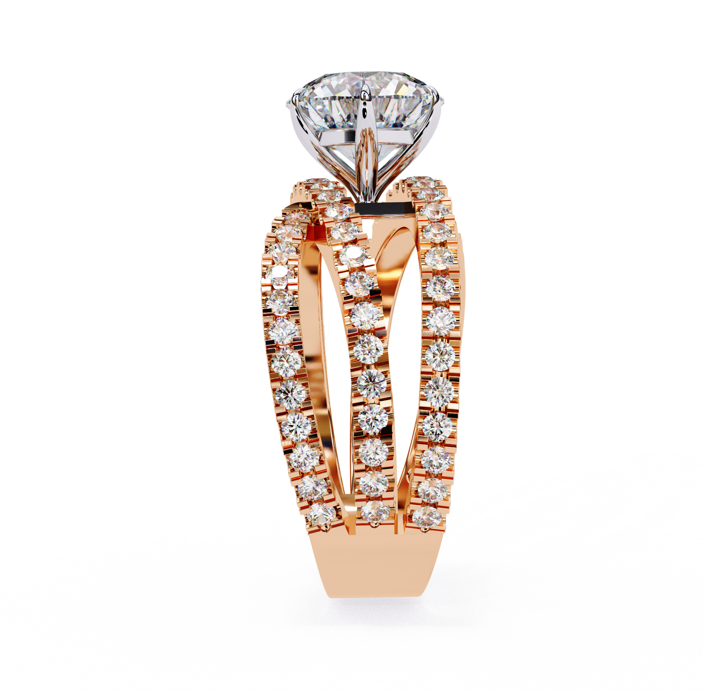 bague en diamant rond flutter
