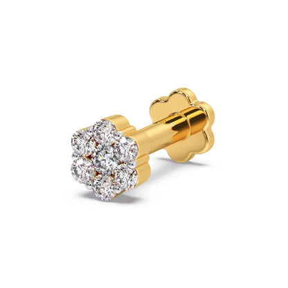 Flora Round Diamond Nose Pin - Espira Gems
