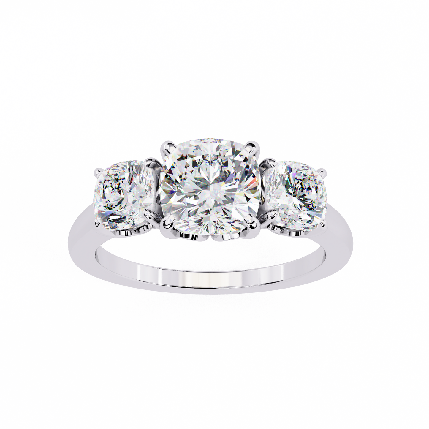 trinity cushion diamond ring - espira gems
