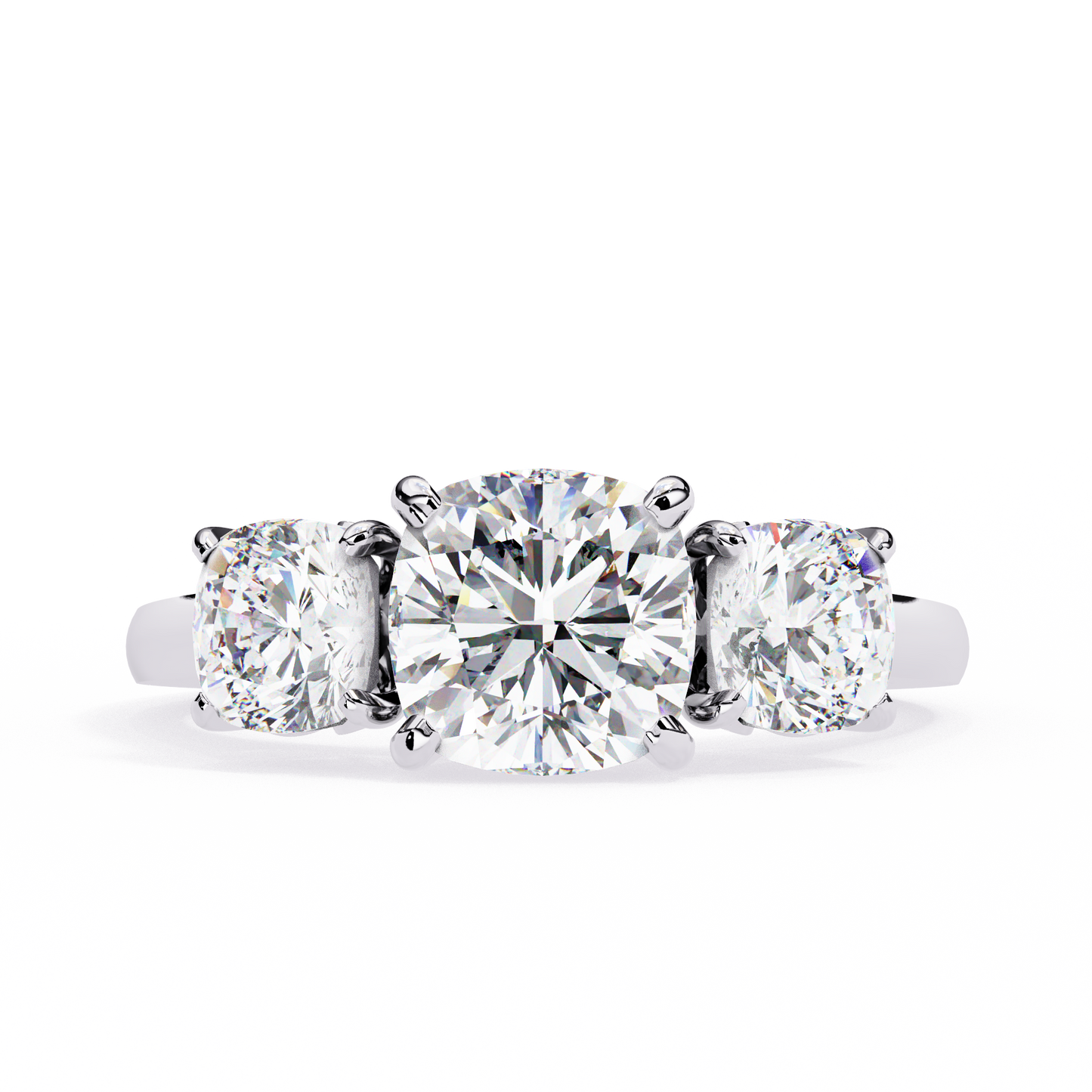 trinity cushion diamond ring - espira gems