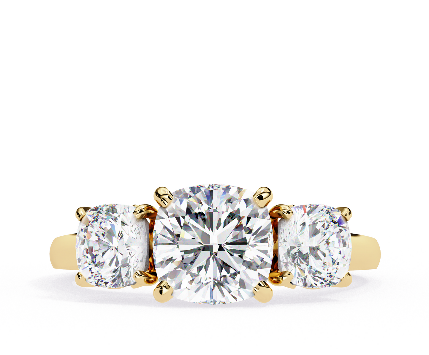 trinity cushion diamond ring