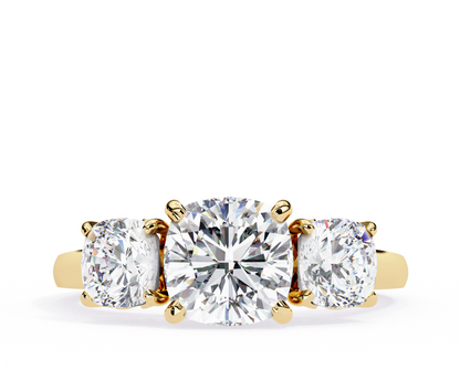 Trinity Cushion Diamond Ring