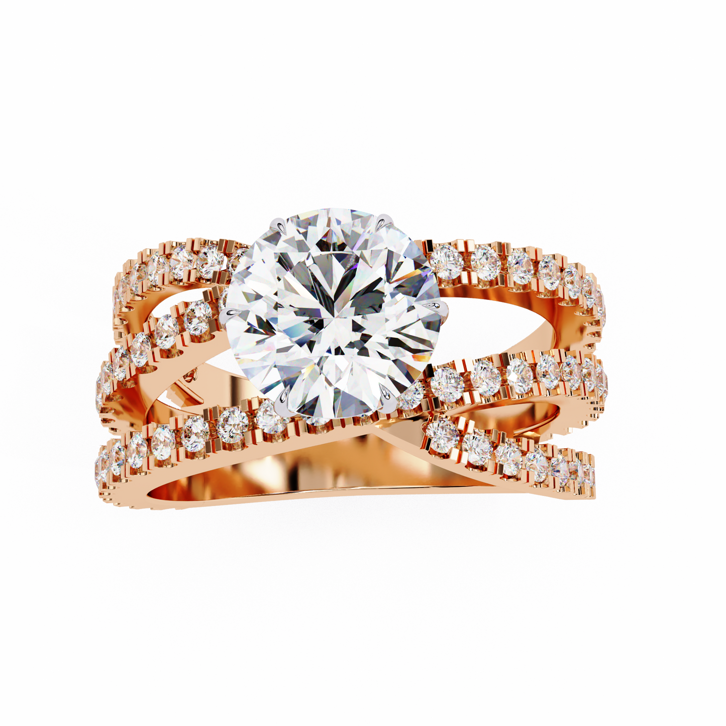 bague en diamant rond flutter
