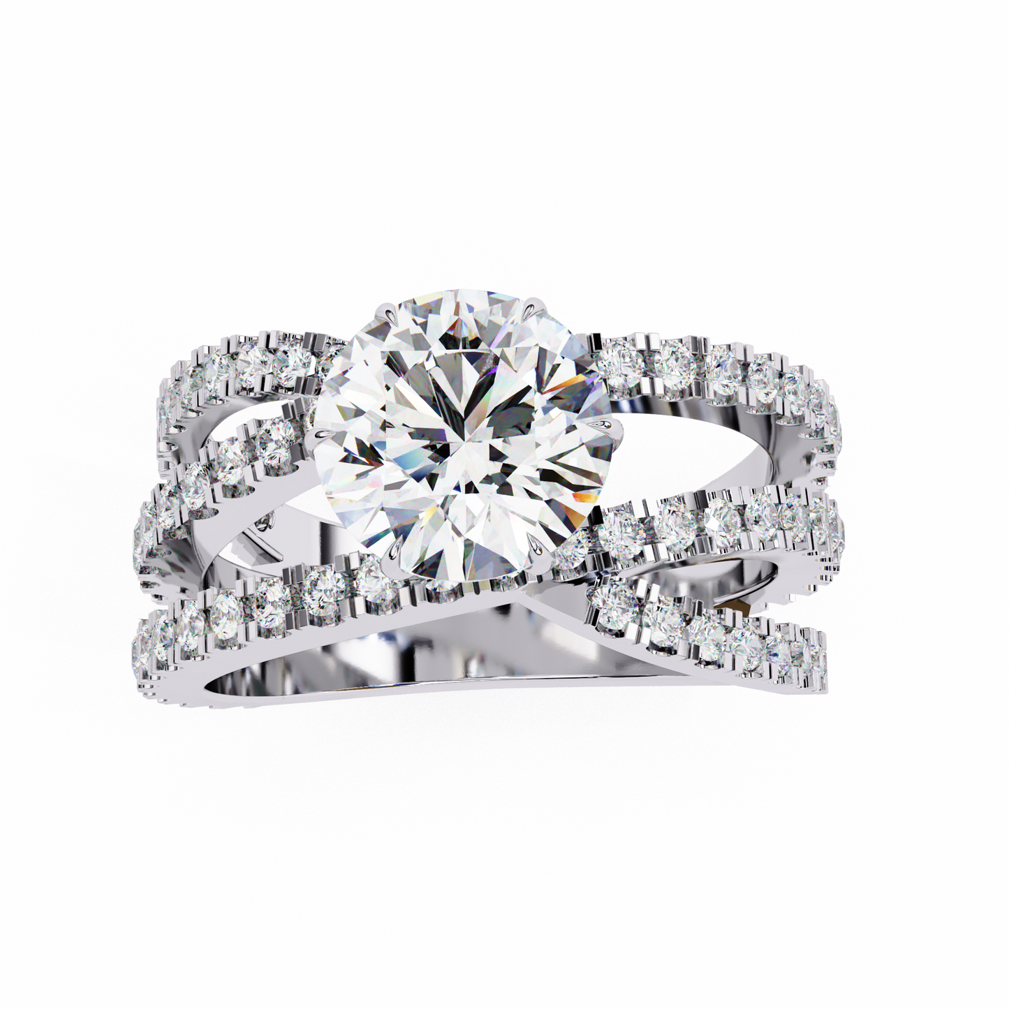 bague en diamant rond flutter