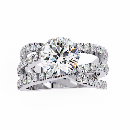 Bague en diamant rond Flutter