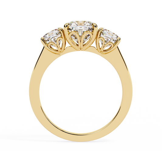 Trinity Cushion Diamond Ring