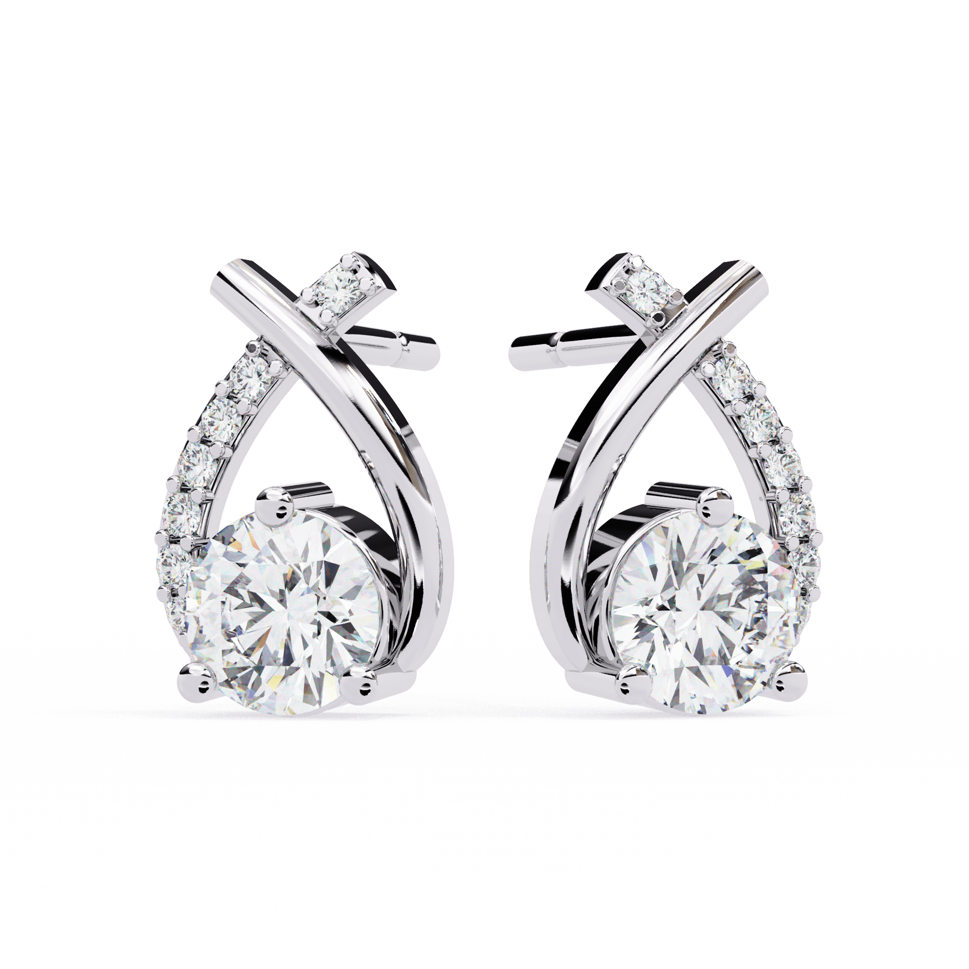 Lustrous Crescent Diamond Earrings - Espira Fine Gems