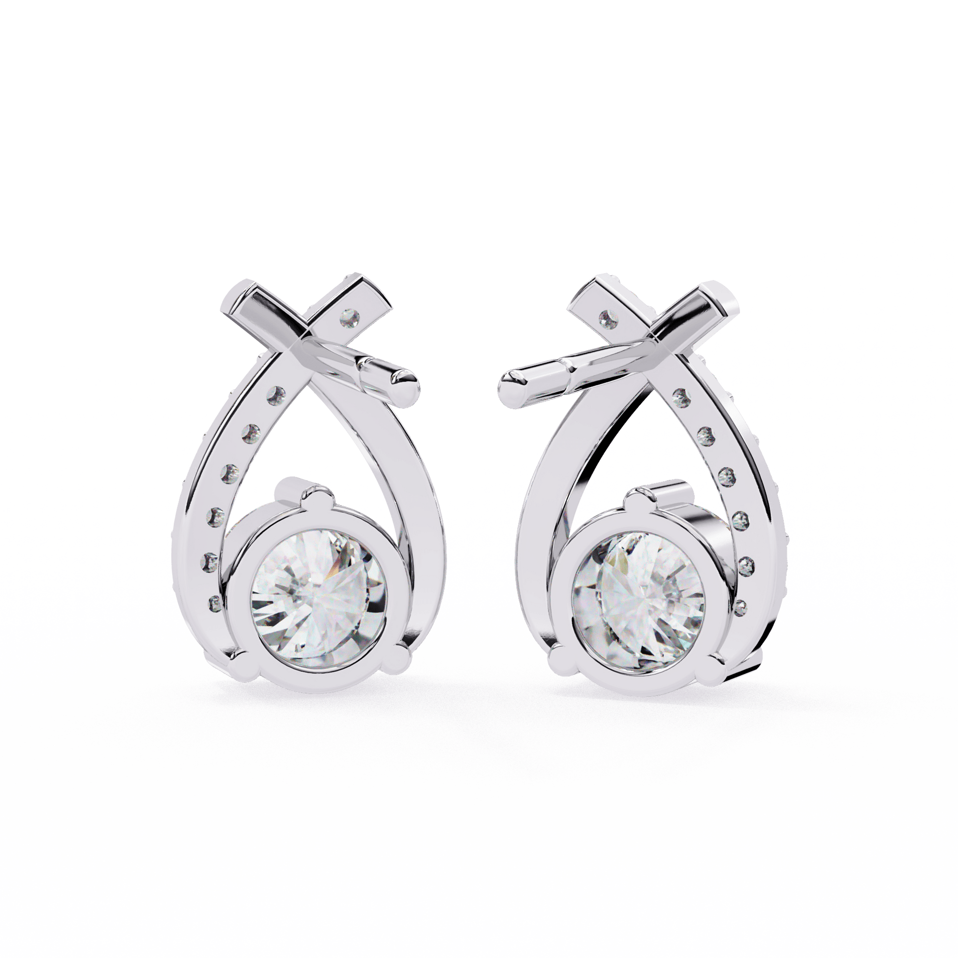 Lustrous Crescent Diamond Earrings - Espira Fine Gems