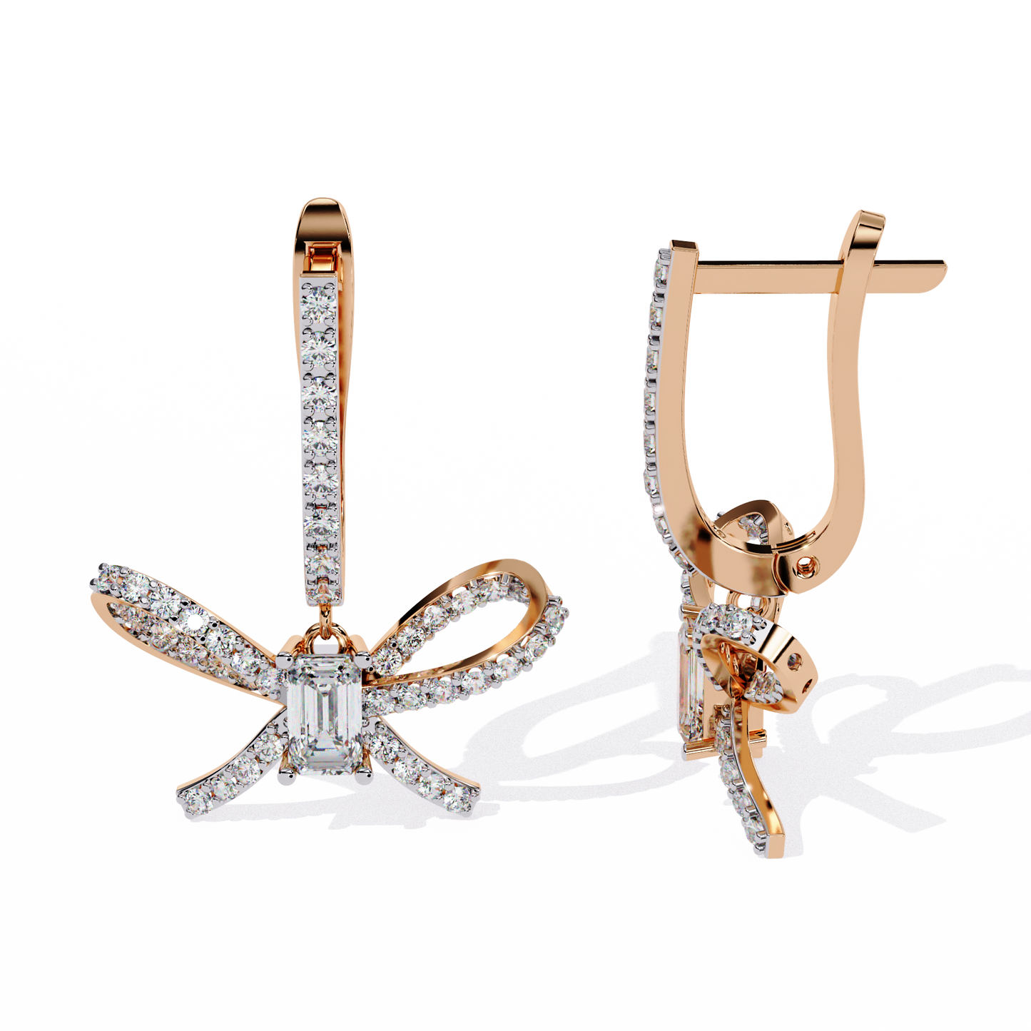 bella bow diamond drop earrings