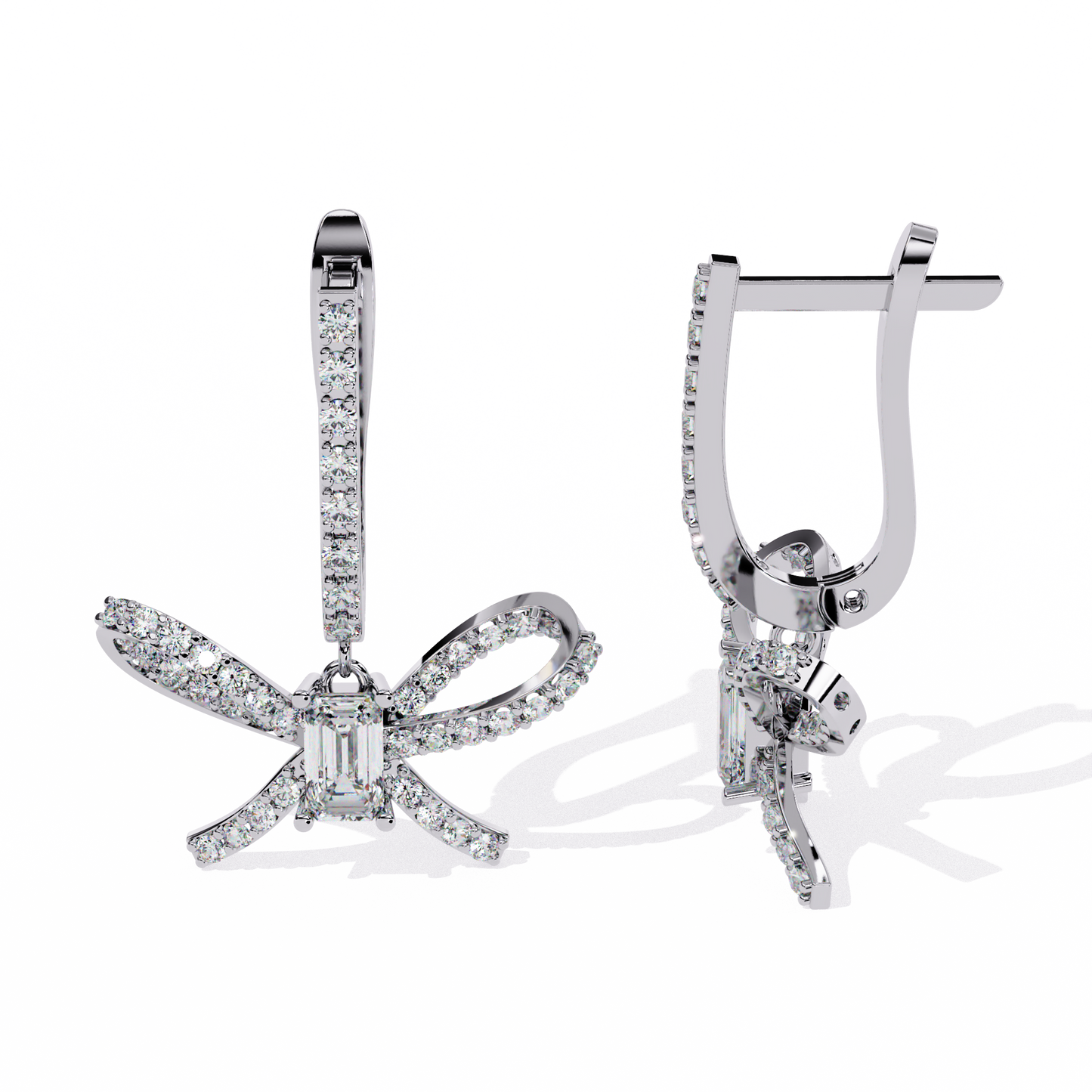 bella bow diamond drop earrings