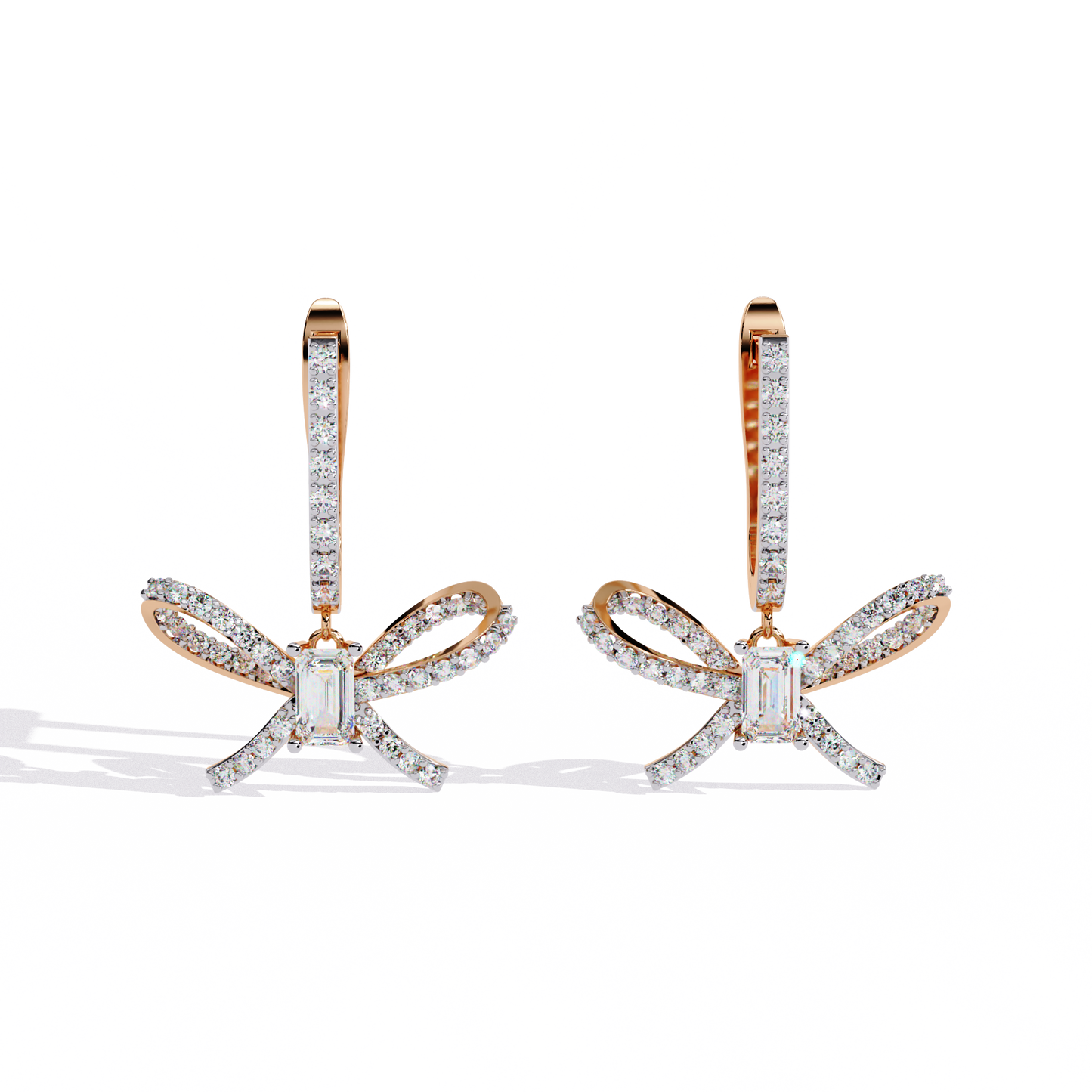 bella bow diamond drop earrings