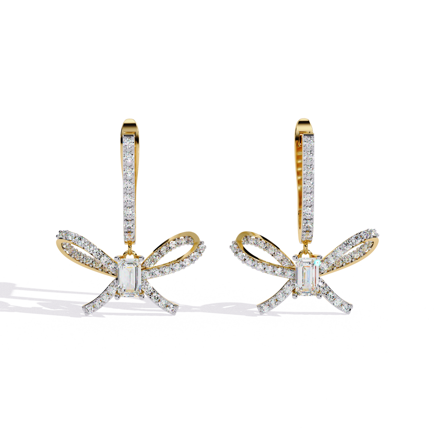 bella bow diamond drop earrings