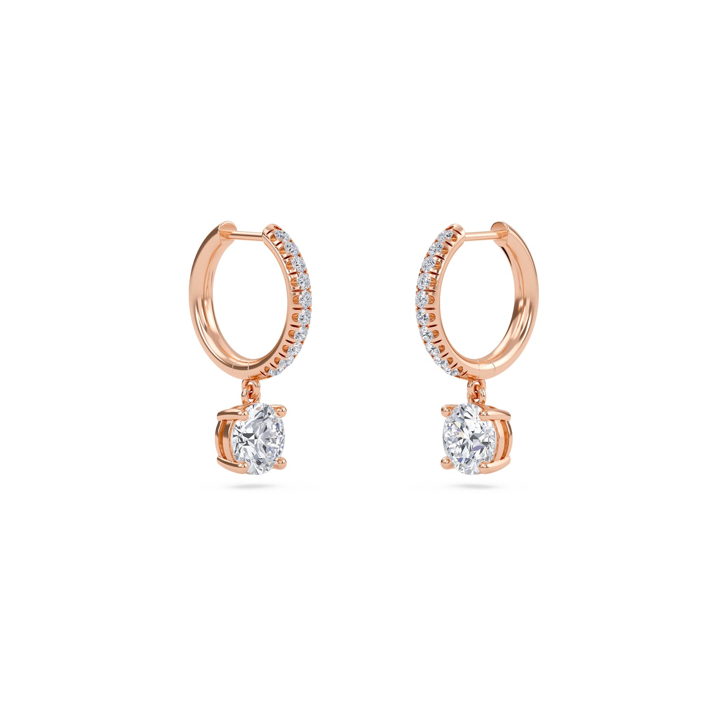 charm 2 carat (1+1) round diamond earring