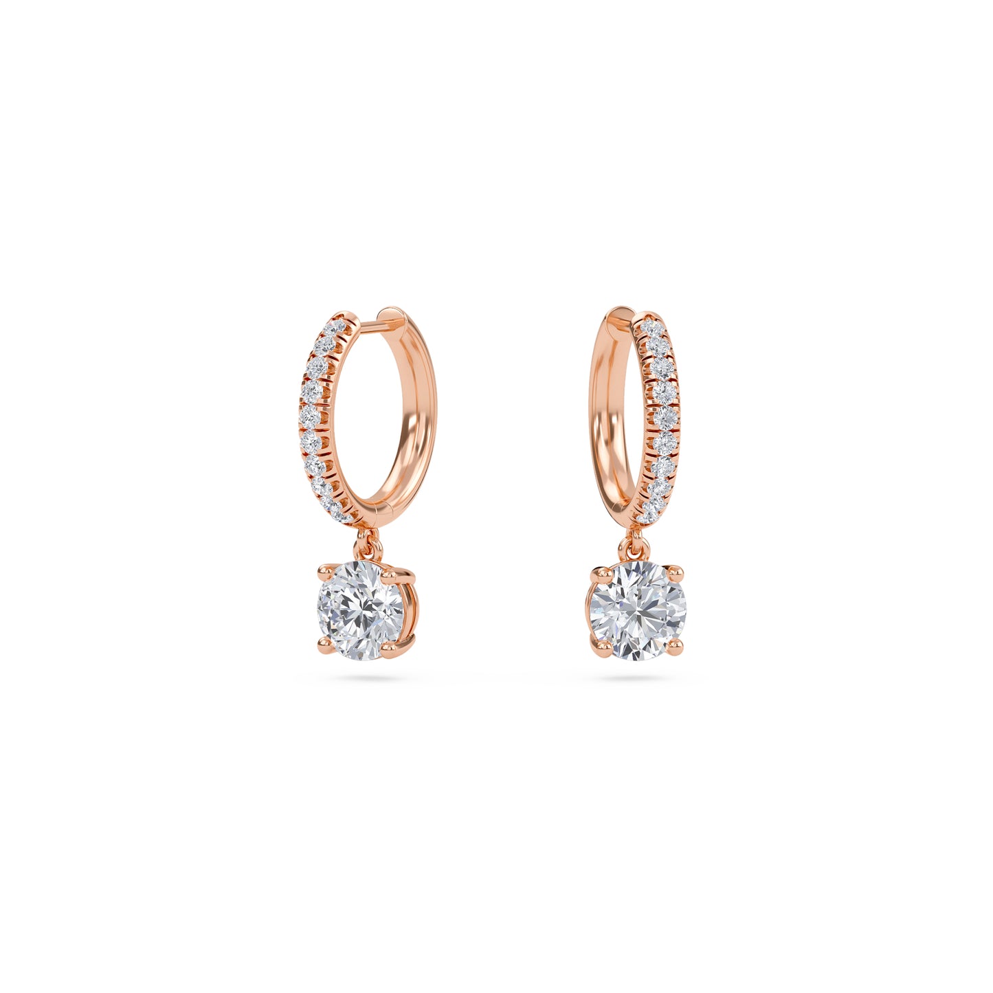 charm 3 carat (1.5+1.5) round diamond earring