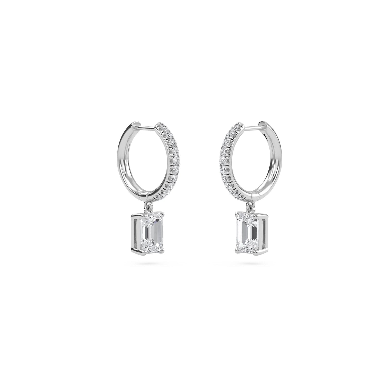 Charm 1 Carat (0.5+0.5) Emerald Diamond Earring - Espira Gems
