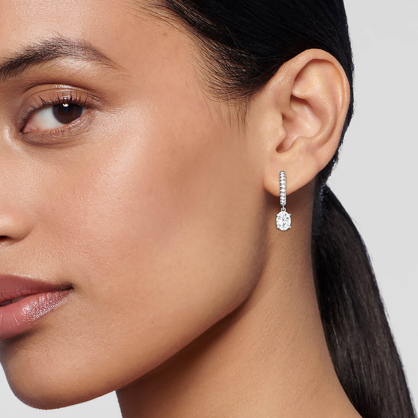 charm 2 carat (1+1) oval diamond earring