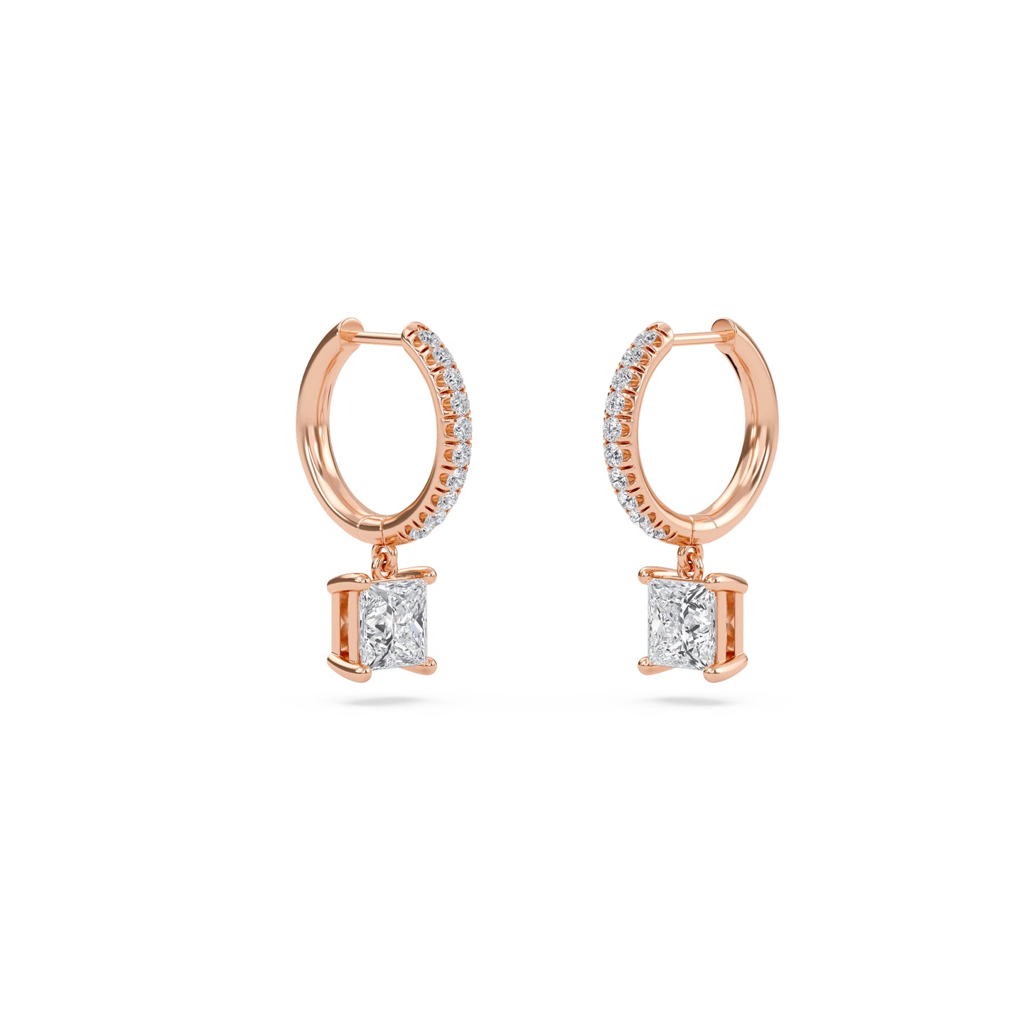 charm 4 carat (2+2) princess diamond earring