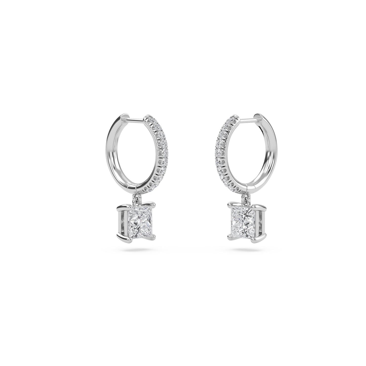charm 4 carat (2+2) princess diamond earring