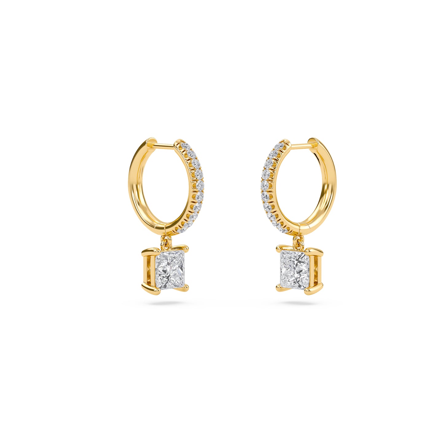 charm 4 carat (2+2) princess diamond earring