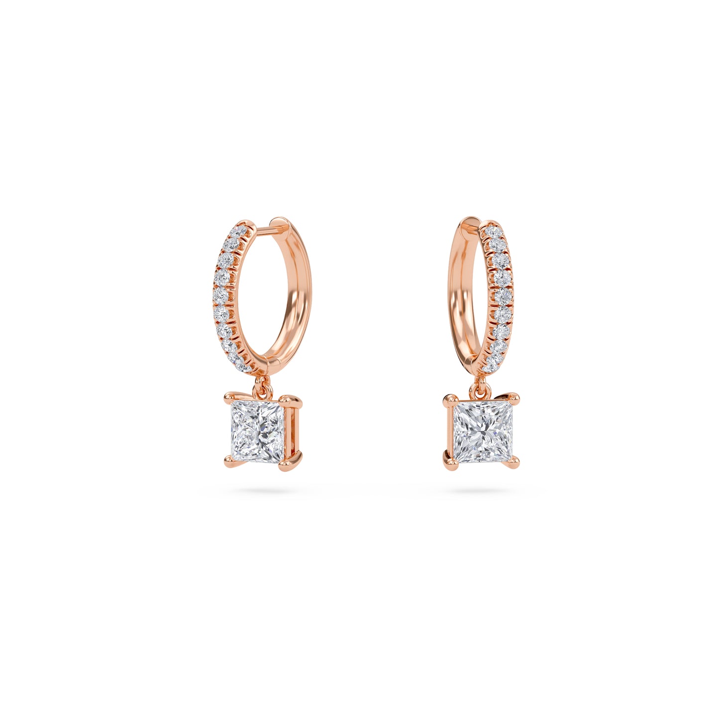 charm 4 carat (2+2) princess diamond earring